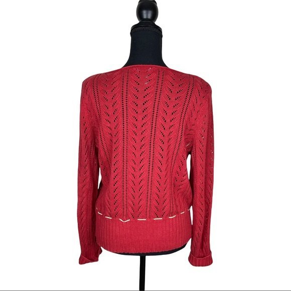 New York & Company Ramie & Cotton Blend Red Brick Knit Sweater Size‎ L - Picture 5 of 11